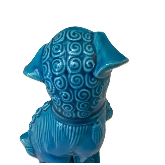 Vintage Chinese Foo Dog Turquoise Blue Glazed Porcelain - Picture 7 of 12